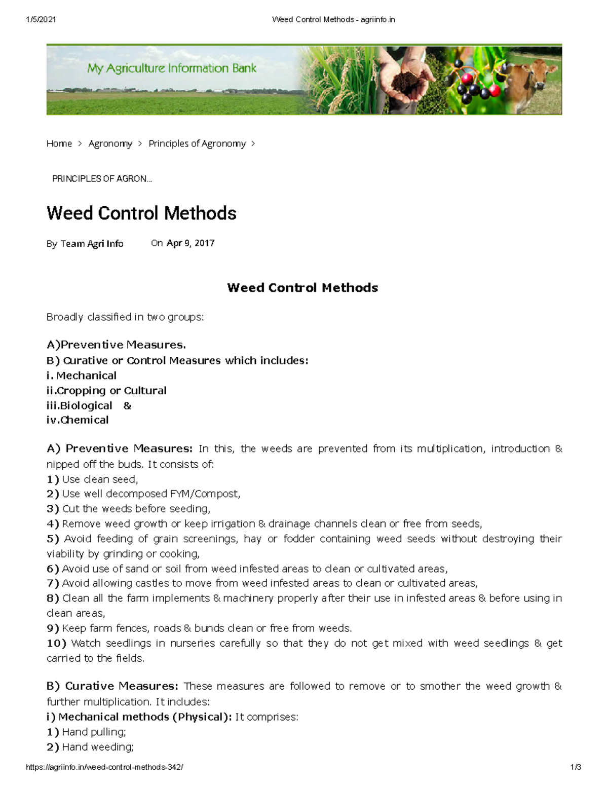 Weed Control Methods agriinfo 1/5/2021 Weed Control Methods