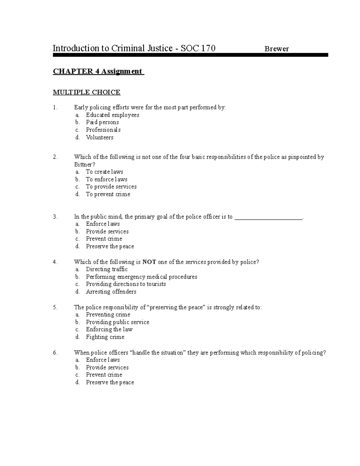 Chapter 4 Assignment - worksheet - Introduction to Criminal Justice ...