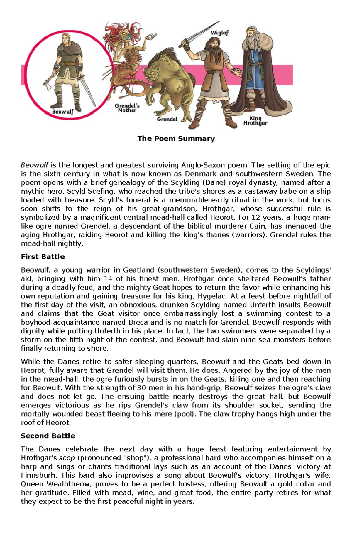 The poem summary of beowulf the poem summary beowulf is the longest
