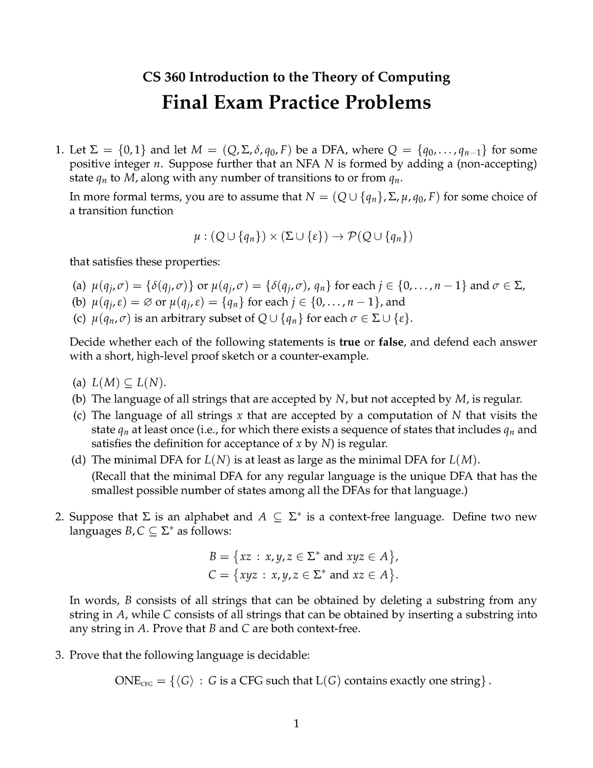 Practical Cs 360 Intro To Theory Of Computing Studocu