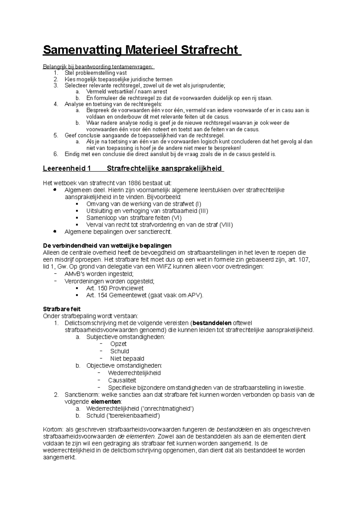 Samenvatting Materieel Strafrecht - Samenvatting Materieel Strafrecht ...