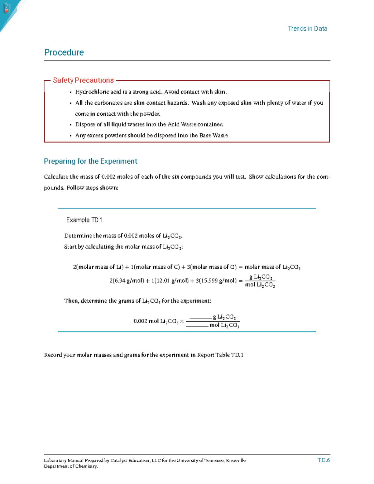 Document (12) N/A Trends in Data Procedure Safety Precautions