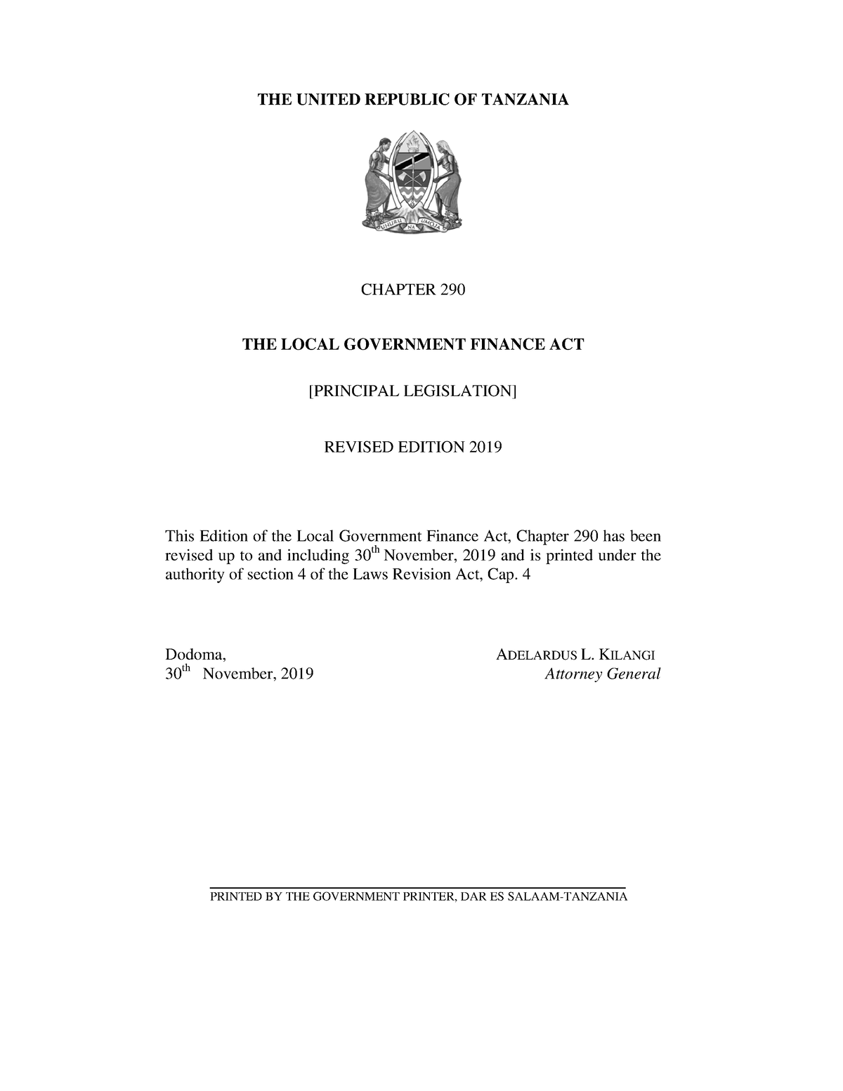 En1676544247 Chapter 290THE Local Government Finance ACT01 1 THE