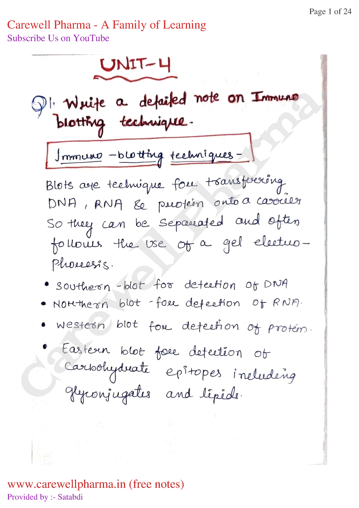 Unit 4, Pharmaceutical Biotechnology, B Pharmacy 6th Sem, Carewell ...