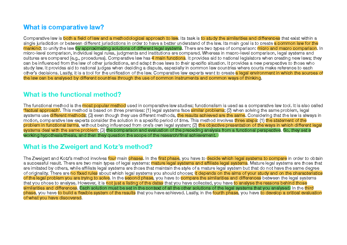 Comparative Law 1 - Prof. Gianti - What Is Comparative Law? Comparative ...