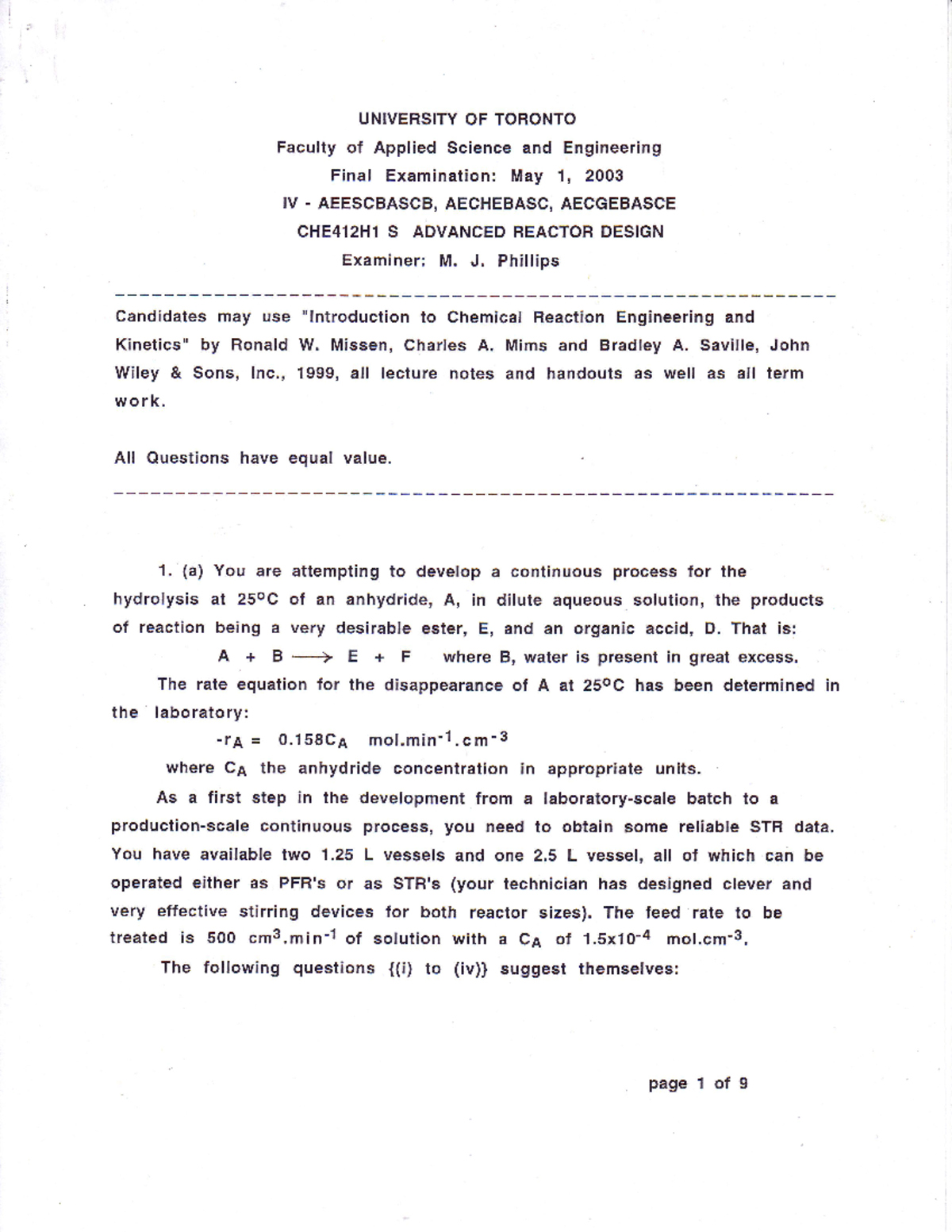 Che412s 2003 exam Final exam CHEM121 UBC Studocu