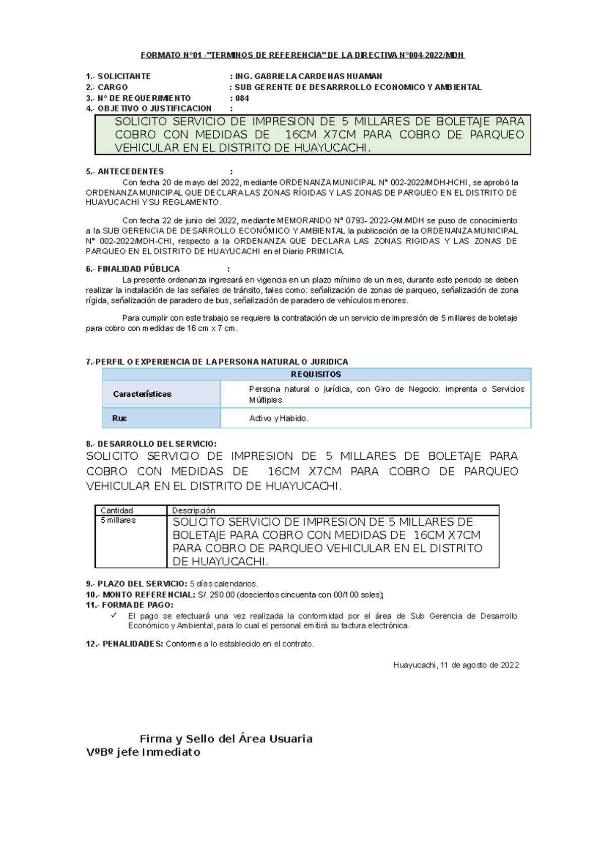 Señalizaciones de zona rígida (1)volantes - FORMATO N°01 -
