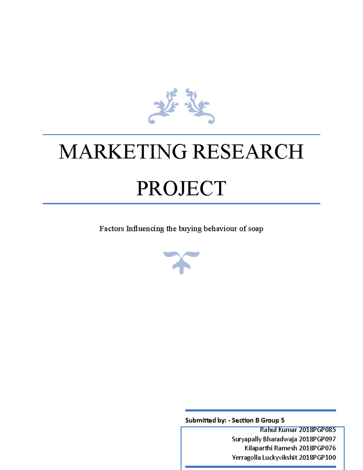 Marketing Plan For A New Product Launch MARKETING RESEARCH PROJECT 