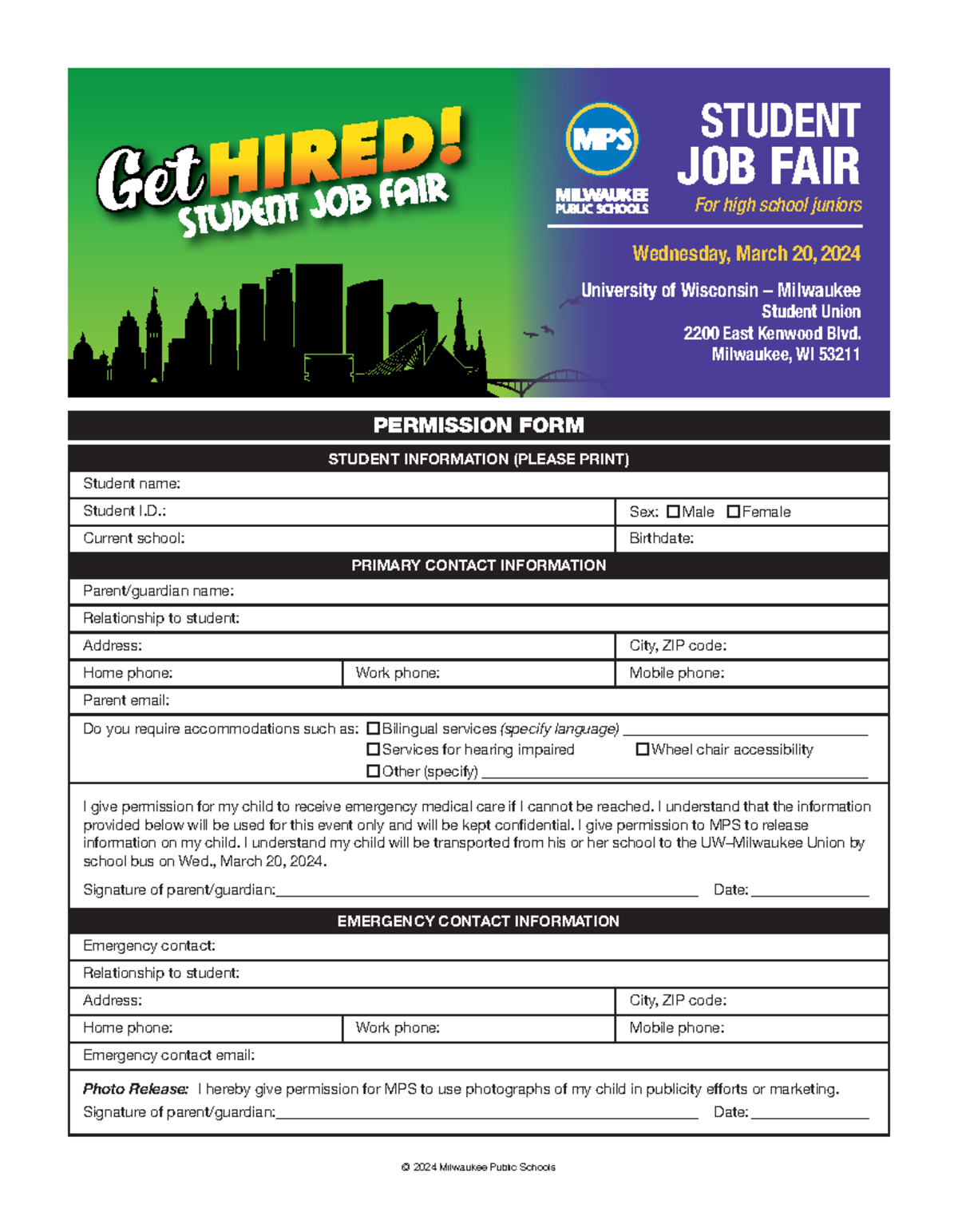 MPS Student Job Fair Permiss+Code Conduct 03202024 V2 - PERMISSION FORM ...