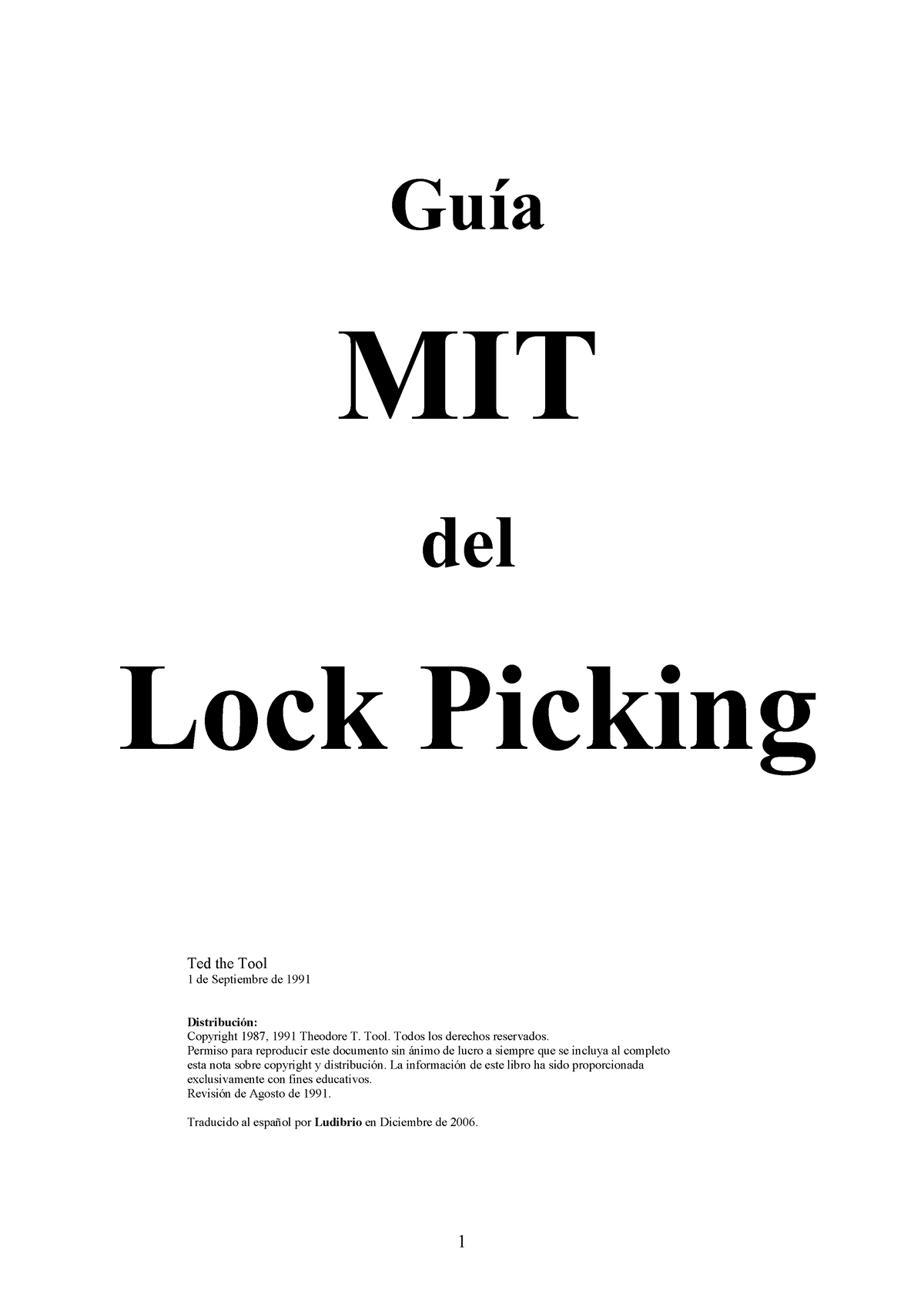 Manual de Lock Picking del MIT - - Studocu