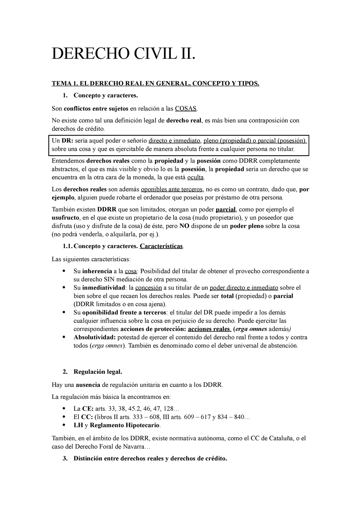 Apuntes Completos Asignatura Derecho Civil Ii Derecho Civil Ii Tema 1 El Derecho Real En 8452