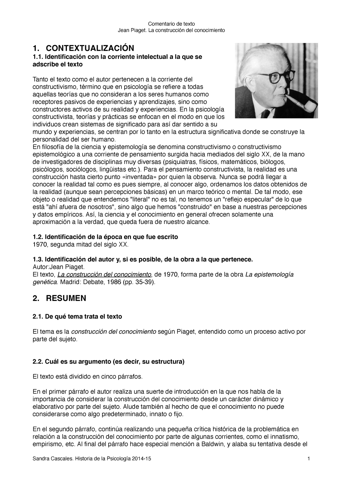 Jean Piaget. La construcci n del conocimiento Jean Piaget. La