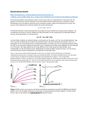 Bic Biochemie Michaelis Menten Kinetiek Studeersnel