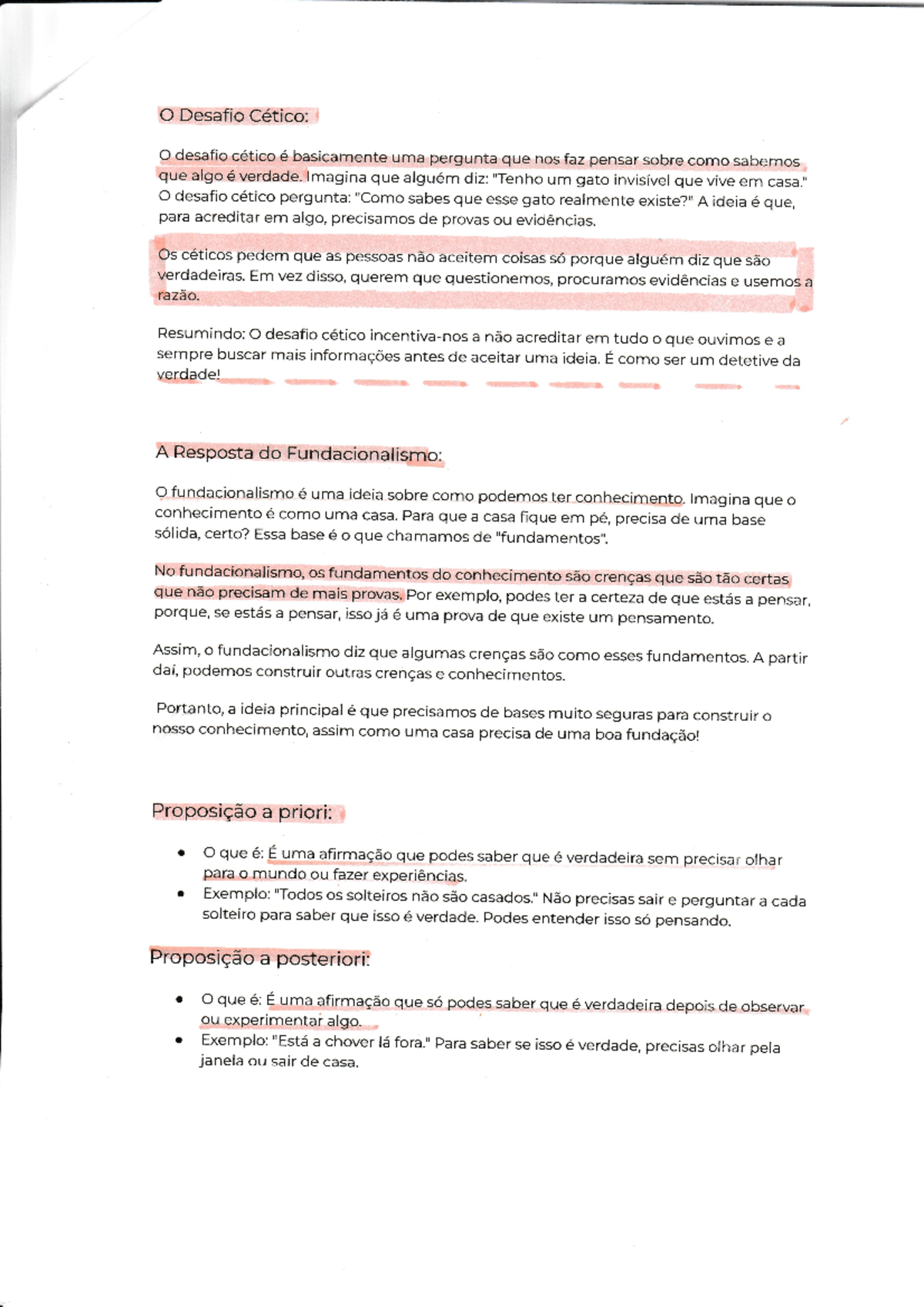 Resumos 11º filosofia, 1ºcapítulo - Desafio Cético: o desafio cético é ...