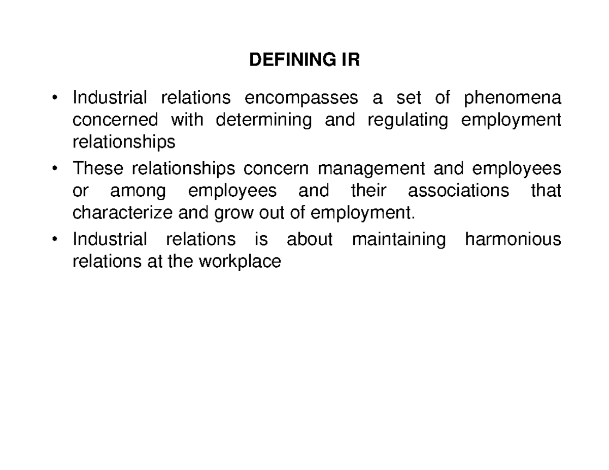 Objectives Of Industrial Relations Ppt