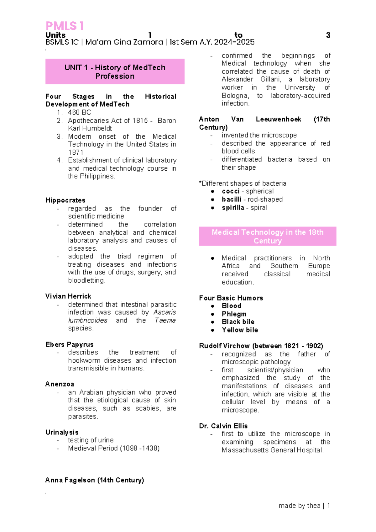 PMLS1 Prelims Coverage - Units 1 to 3 BSMLS 1C | Ma’am Gina Zamora ...