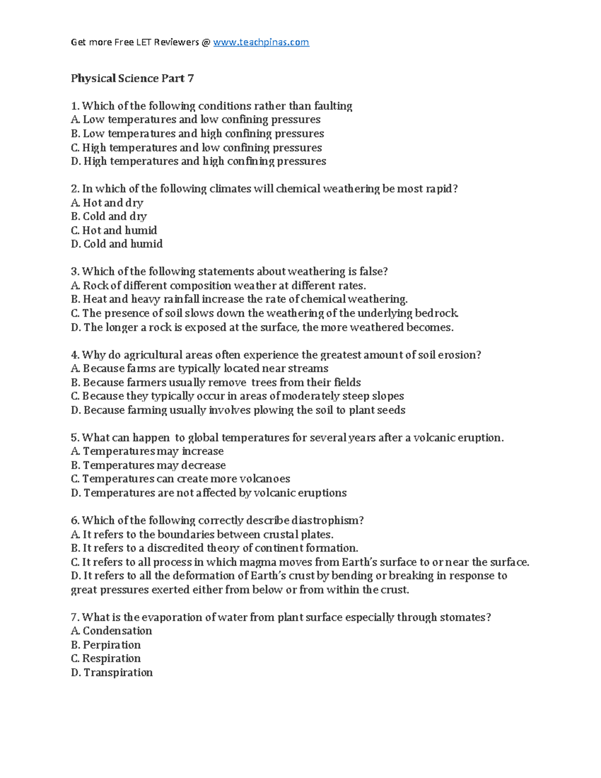 Part 7 Physical Science www - Physical Science Part 7 Which of the ...