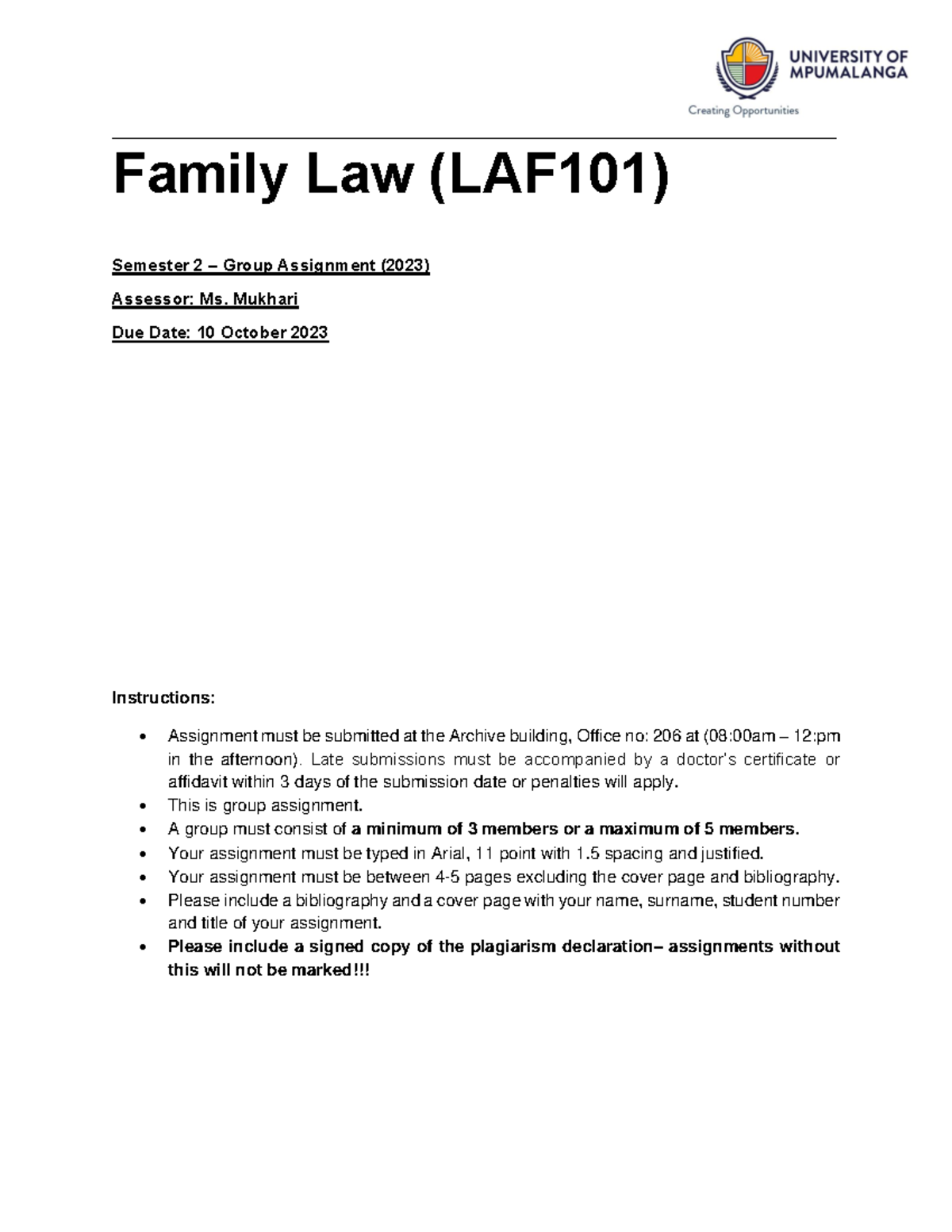 Family Law Group Assignment 2023 Studocu