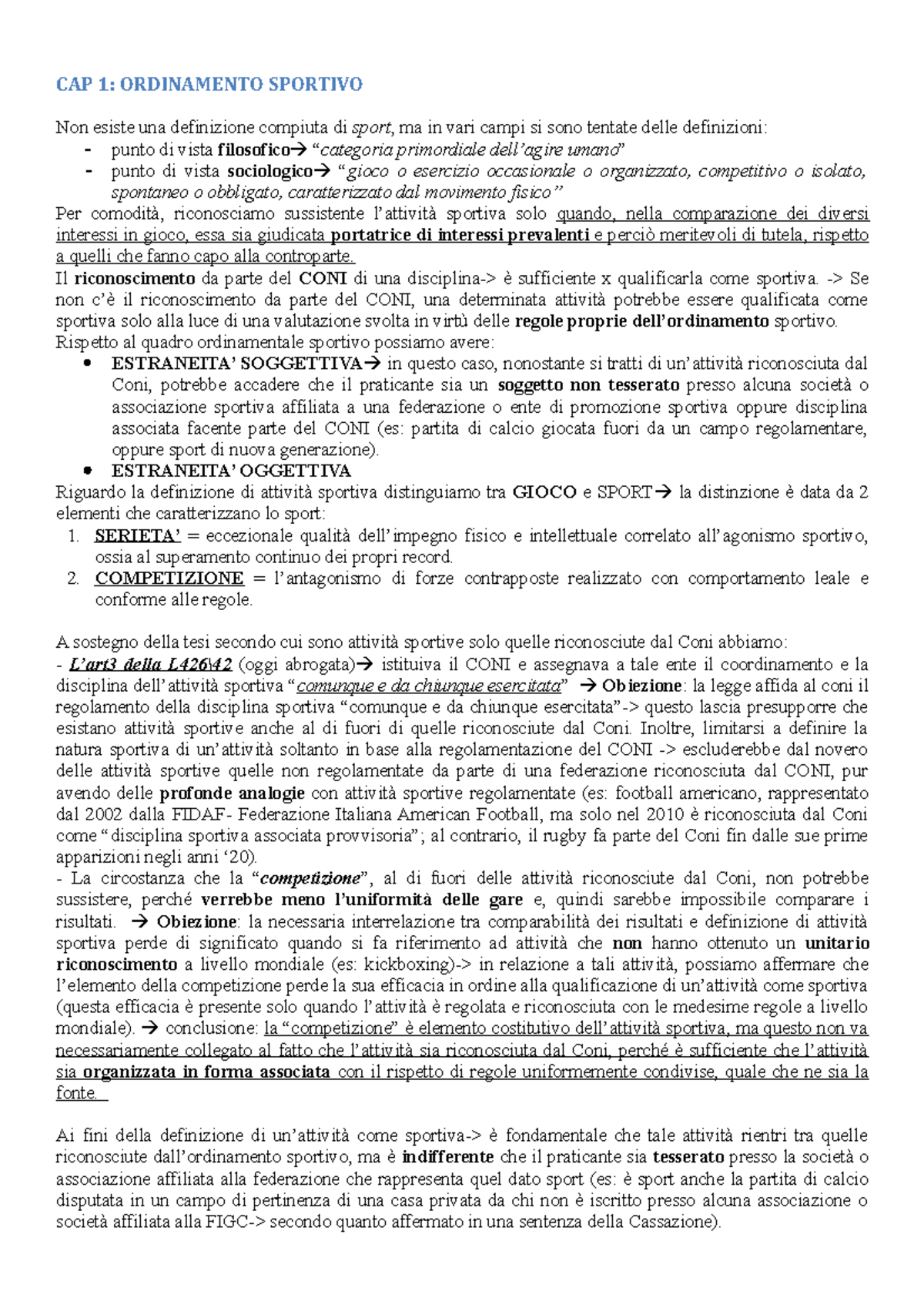Riassunti di lezioni di diritto sportivo di liotta santoro ultima ed