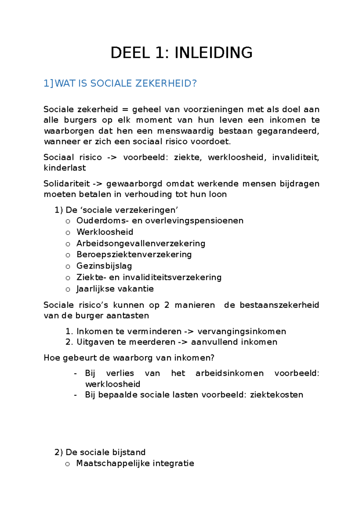 Samenvatting- Sociaal- Zekerheidsrecht - DEEL 1: INLEIDING IS SOCIALE ...