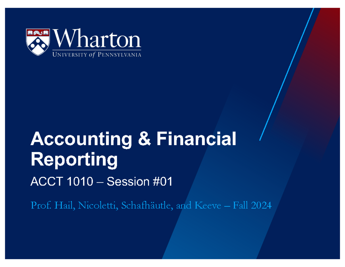 S01 Slides - Introduction-1 - ACCT 101 - Accounting & Financial ...