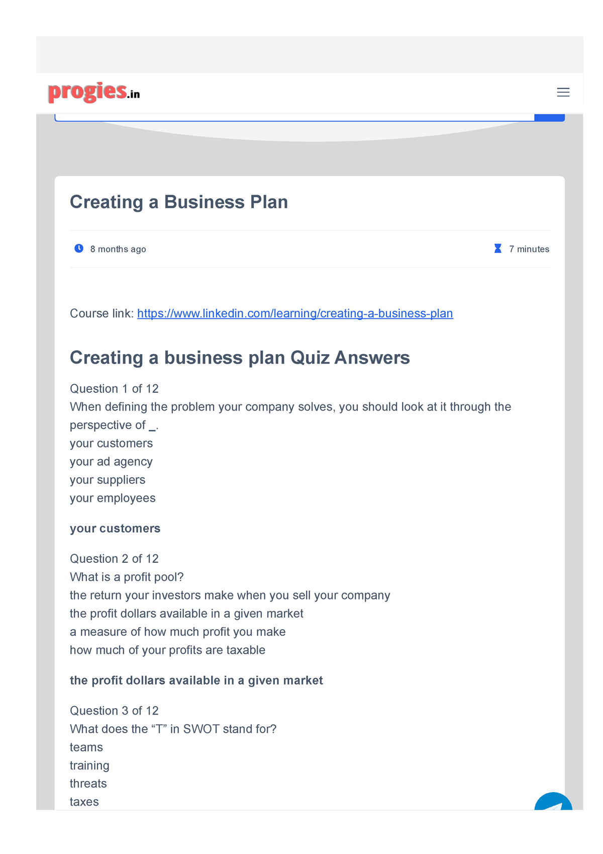 Entrepreneurship PDF - It's Good - Creating A Business Plan 8 Months ...