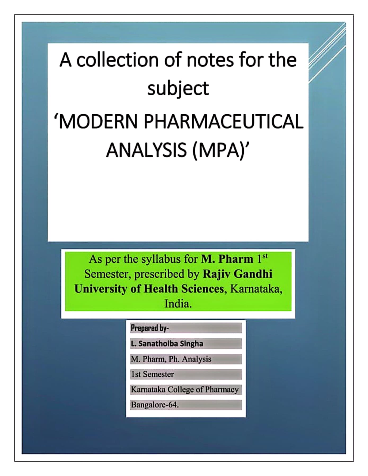 Mpampharm M.P. Common Subject Modern Pharmaceutical Analytical