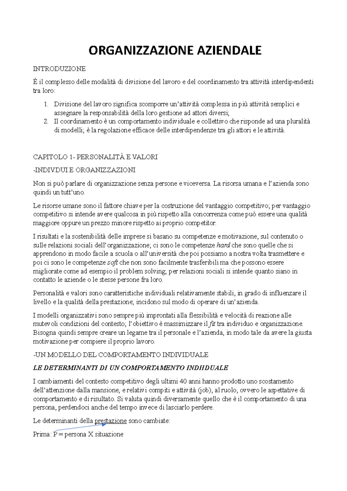 Organizzazione Aziendale Riassunti - ORGANIZZAZIONE AZIENDALE ...