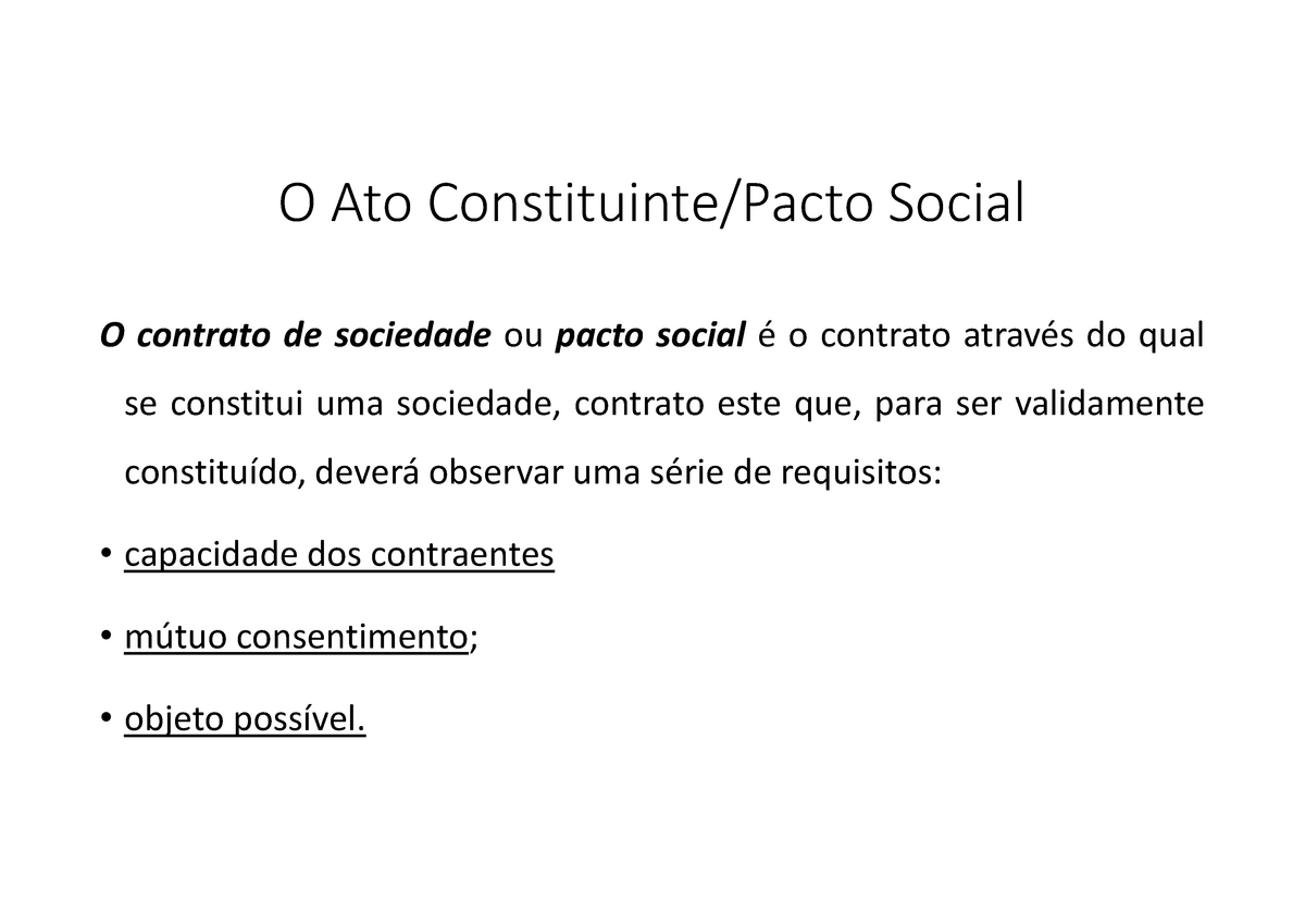 Matéria De Aula - Direito Das Empresas II - O Ato Constituinte/Pacto ...