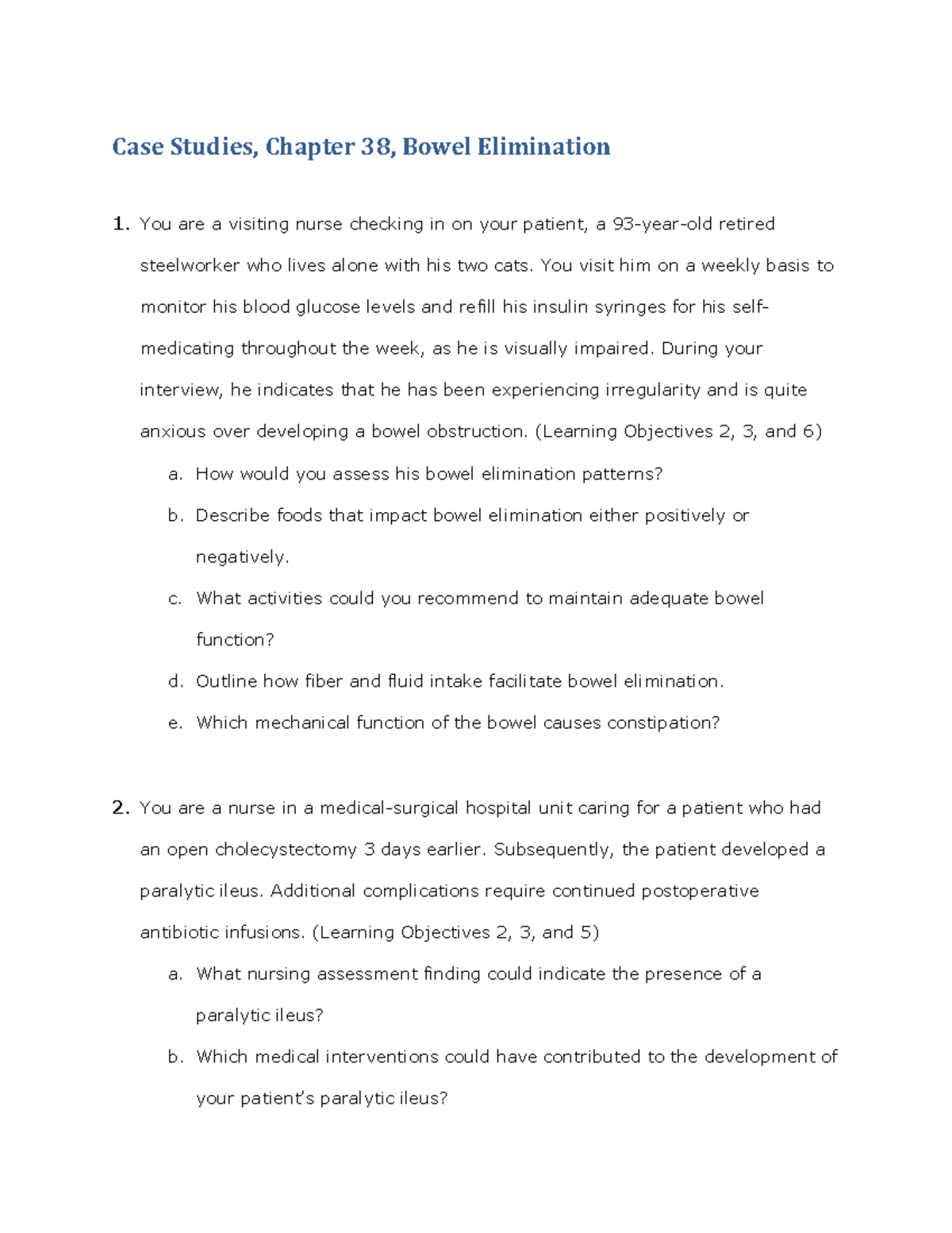 CS Chapter 38 - C,dsbnzx - Case Studies, Chapter 38, Bowel Elimination ...