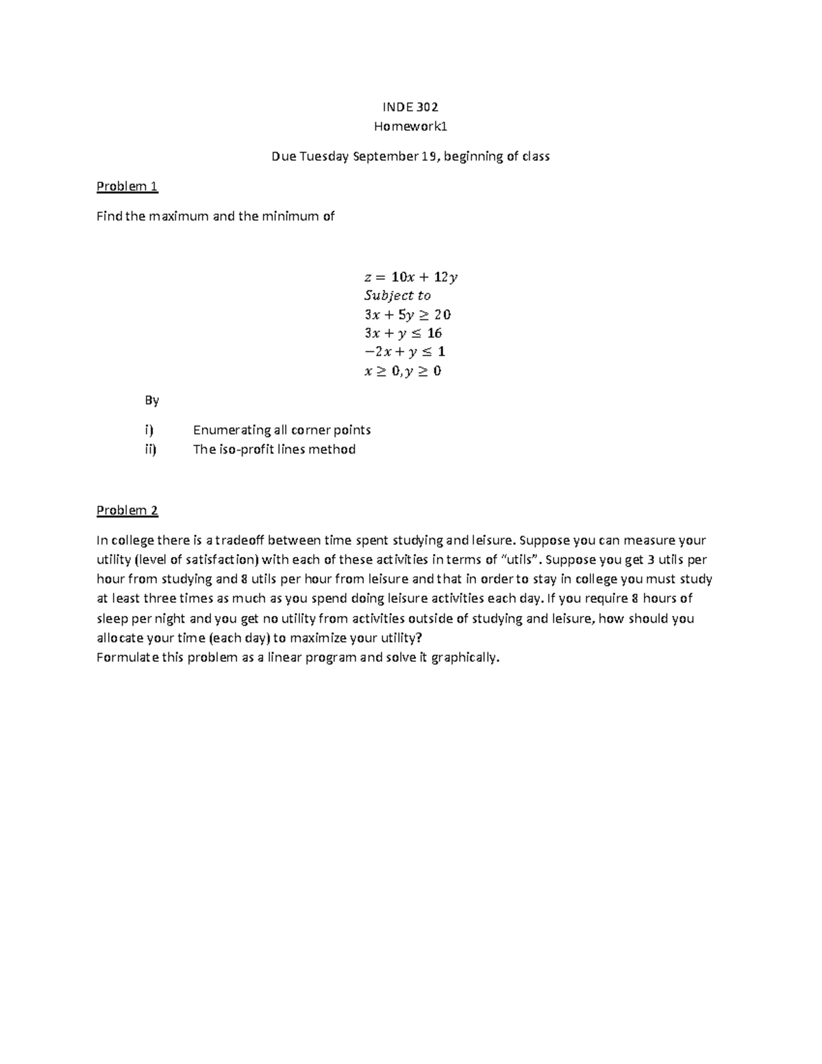 Homework 1 - Fall 2025 - Assignment - INDE 302 Homework Due Tuesday ...
