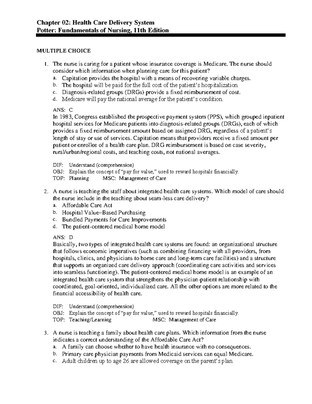 Types Of Patient Care Delivery System