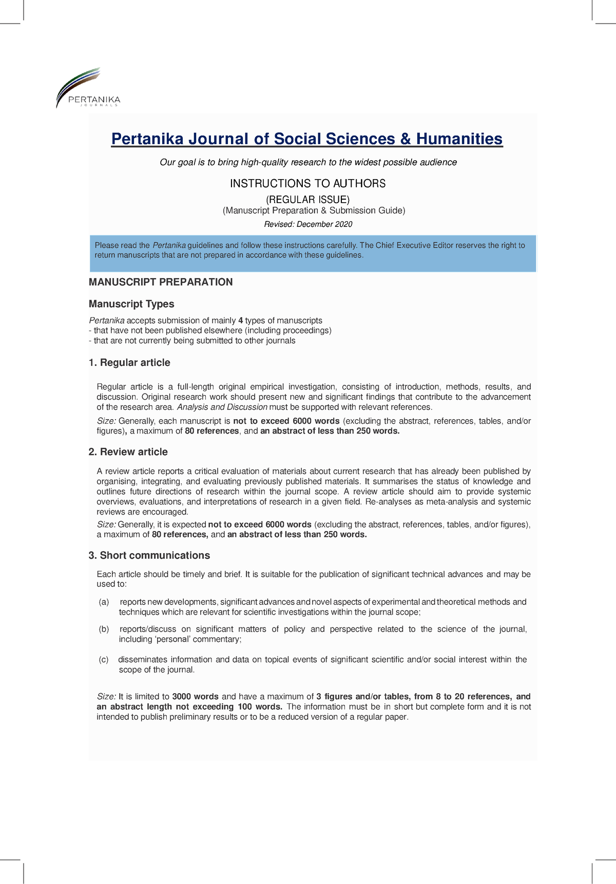 4.1a.1 Regular Issue - Instruction To Authors - Pertanika Journal Of ...