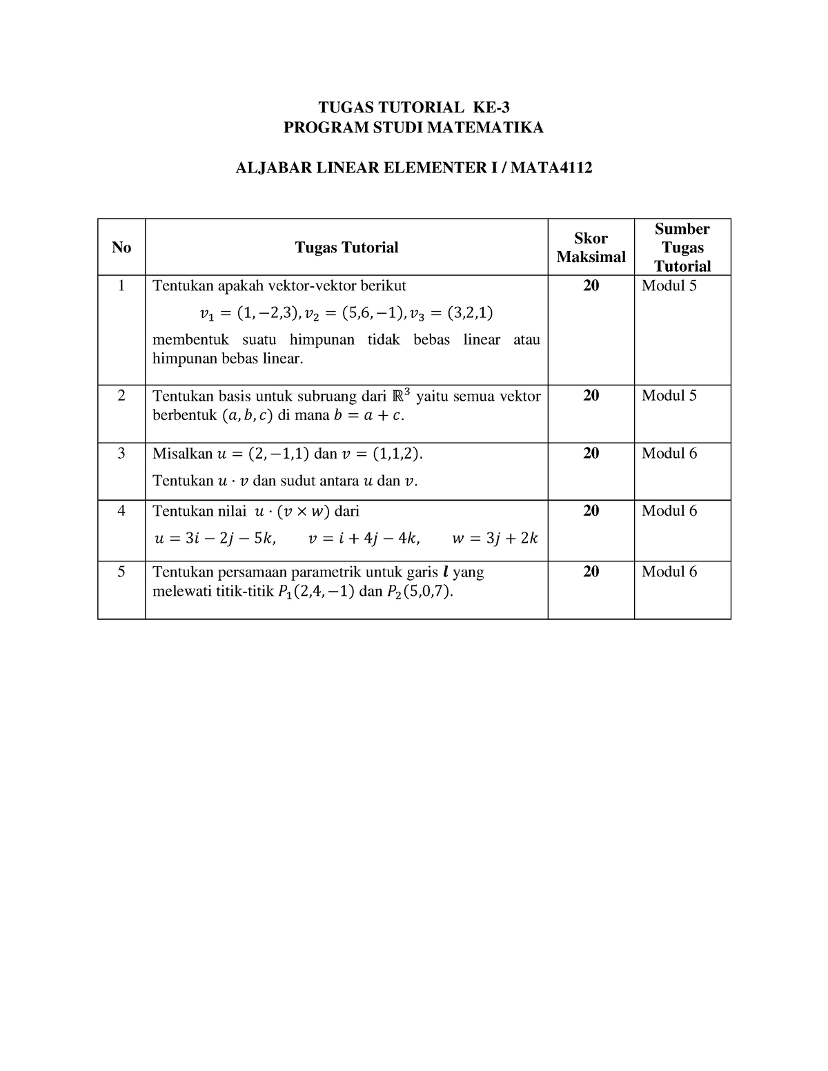 Tugas 3 MATA4112 21 - TUGAS TUTORIAL KE- PROGRAM STUDI MATEMATIKA ...