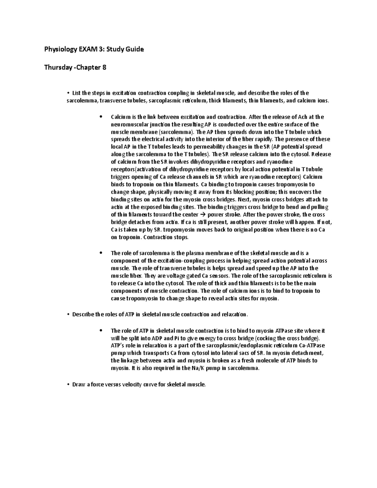 PHYS Exam 3 Study Guide - Physiology EXAM 3: Study Guide Thursday ...