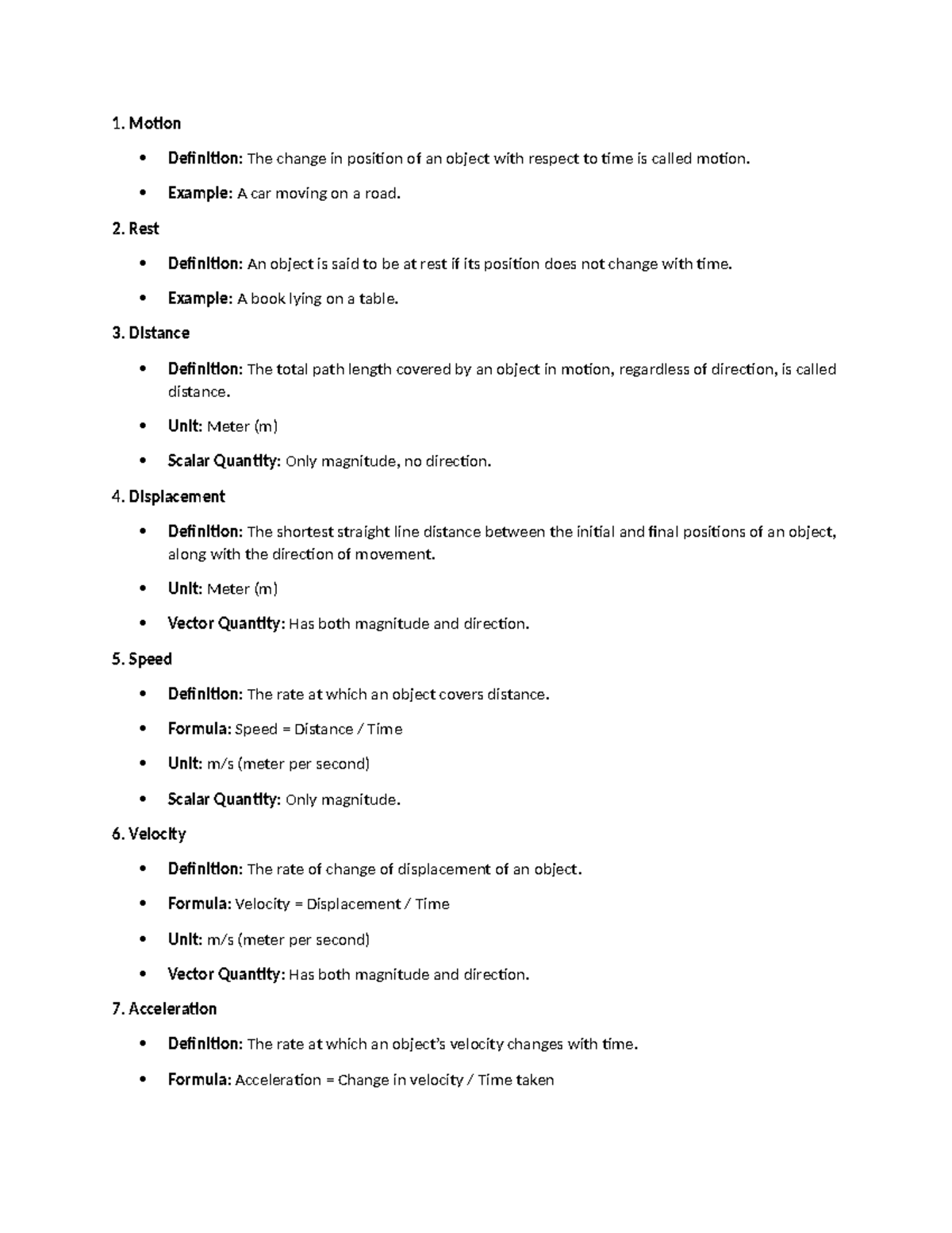 Basic definitions - Motion Definition: The change in position of an ...
