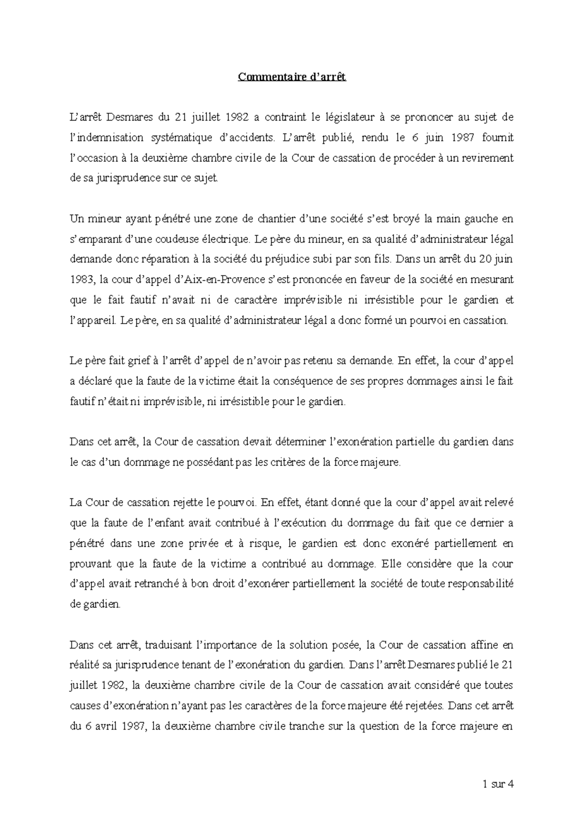 Commentaire d'arrêt noté - Commentaire d’arrêt L’arrêt Desmares du 21 ...