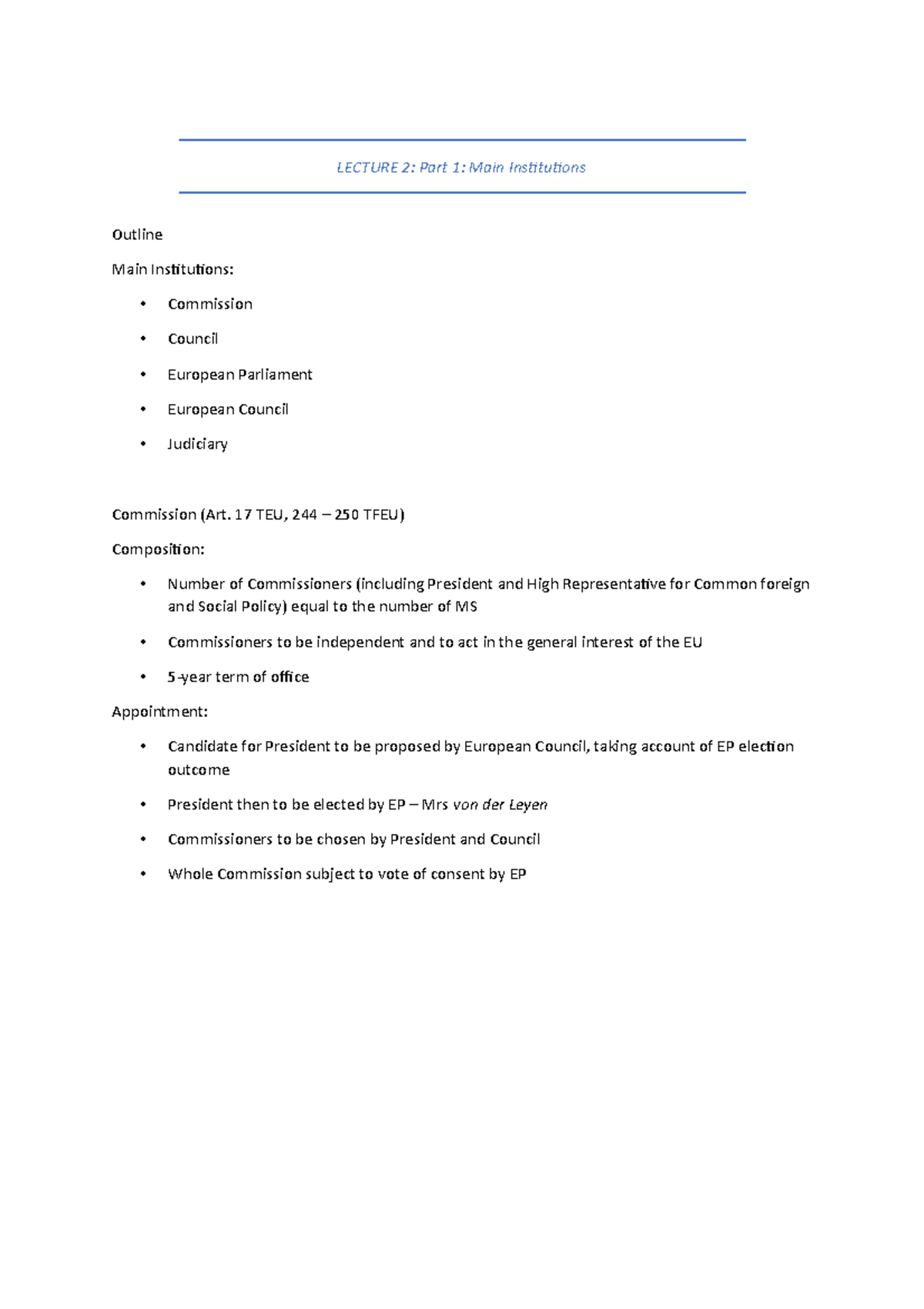 EU law lecture 2 - eu law comprehensive and structured notes great for ...