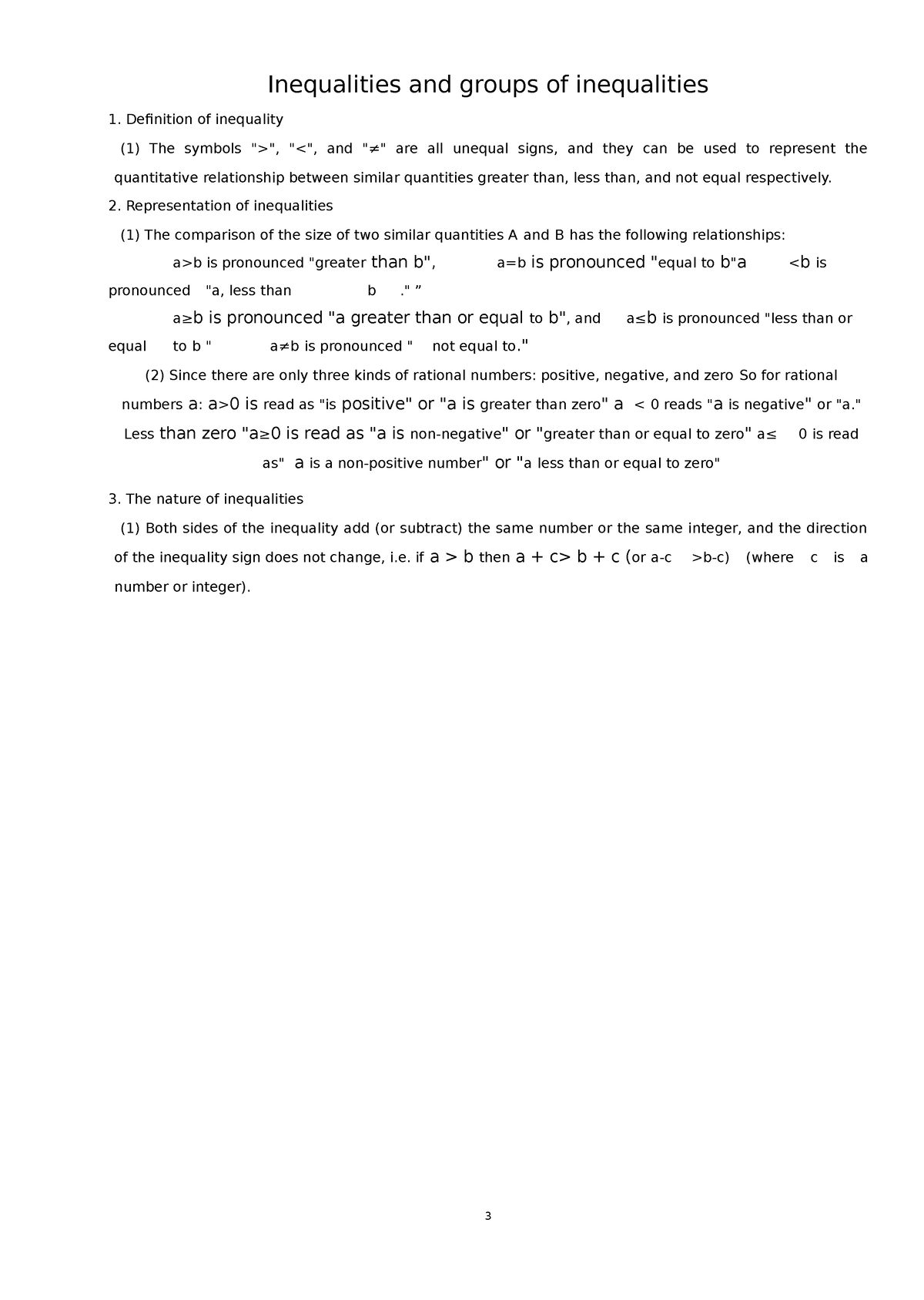 Inequalities And Groups Of Inequalities Inequalities And Groups Of Inequalities Definition Of