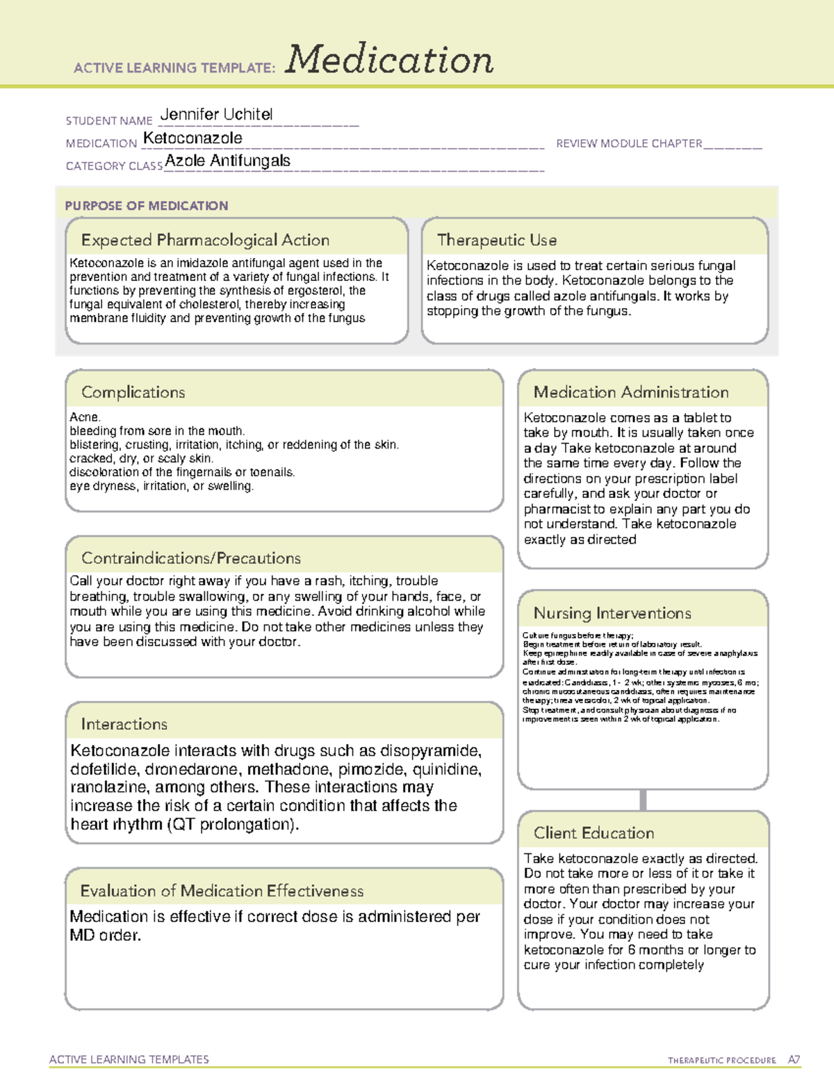 Ketoconazole - med sheet - ACTIVE LEARNING TEMPLATES THERAPEUTIC ...