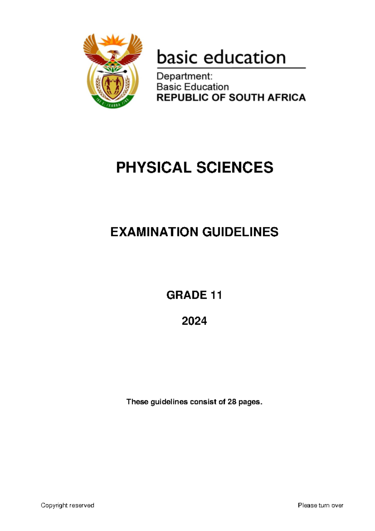 Physical sciences gr 11 exam guidelines 2024 eng 1 physical sciences