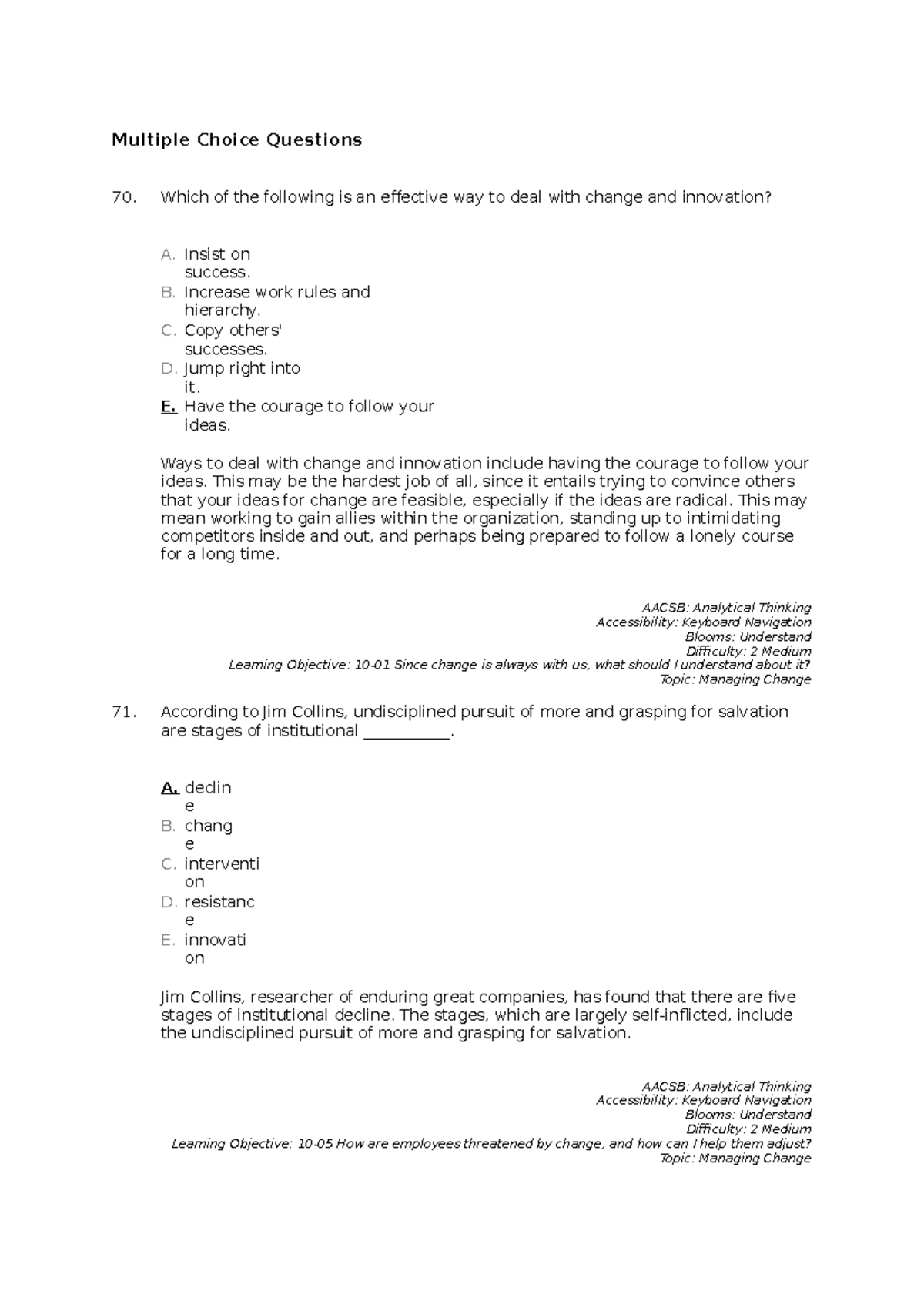 Principle Of Marketing - Multiple Choice Questions Which Of The ...