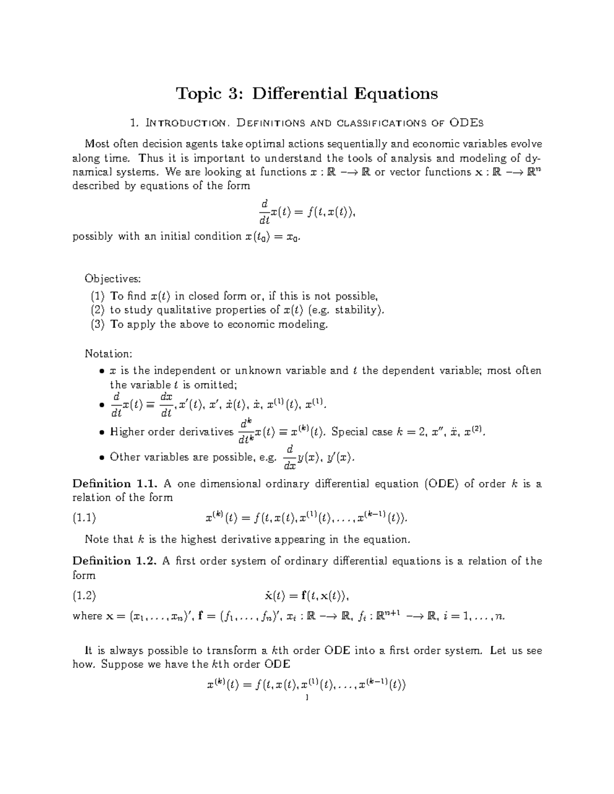 Lecture Notes, Lecture 3 - Differential Equations - Topic 3 ...