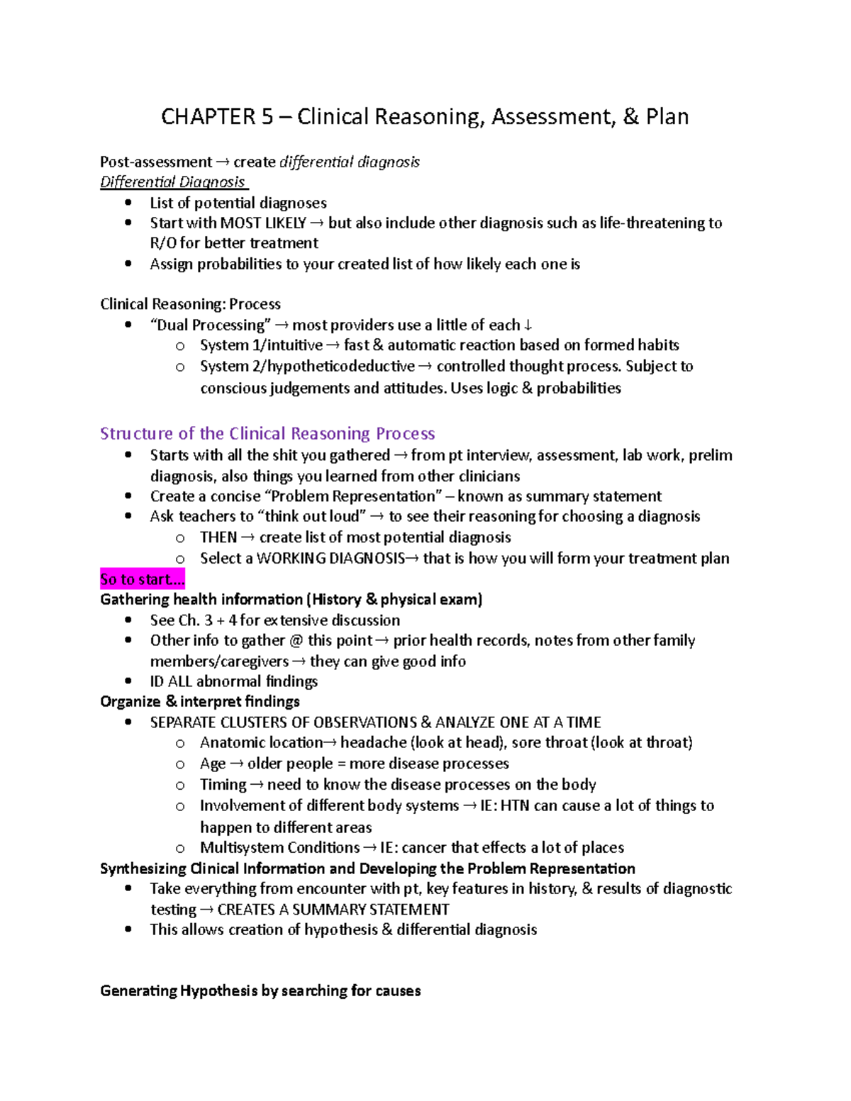 Chapter 5 - Clinical Reasoning For advanced health assessment - CHAPTER ...