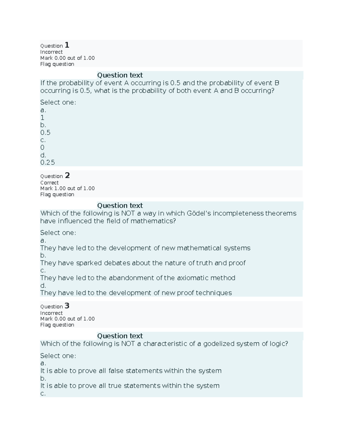 Artificial Intelligence Fundamentals Prelim Exam - Question 1 Incorrect ...