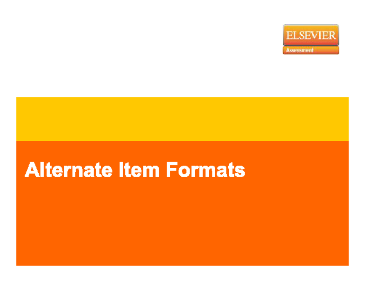 HESI Alternate Test Formats 1 - ELSEVIER Assessment Alternate Item ...