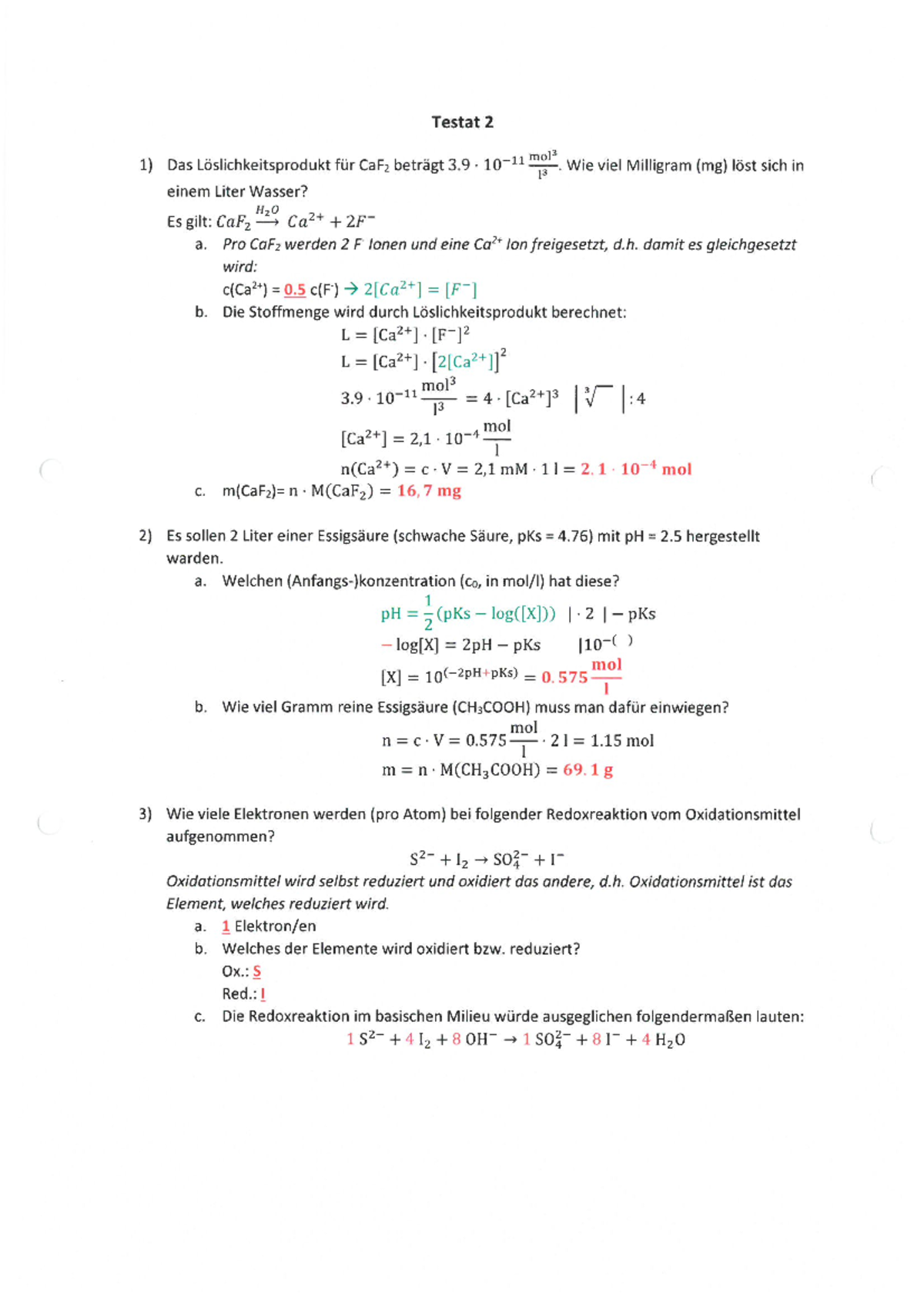 Chemie Tutorium Tutorien Mitschriften Studocu