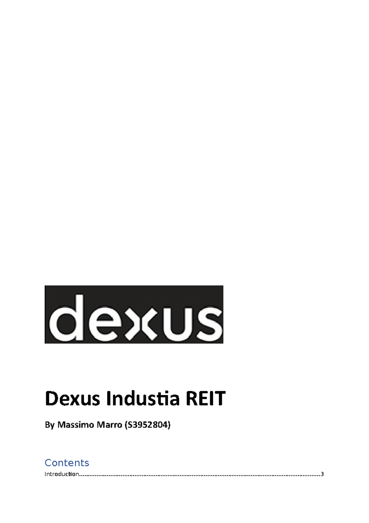 Dexus Industia REIT -1 - Dexus Industia REIT By Massimo Marro (S3952804 ...