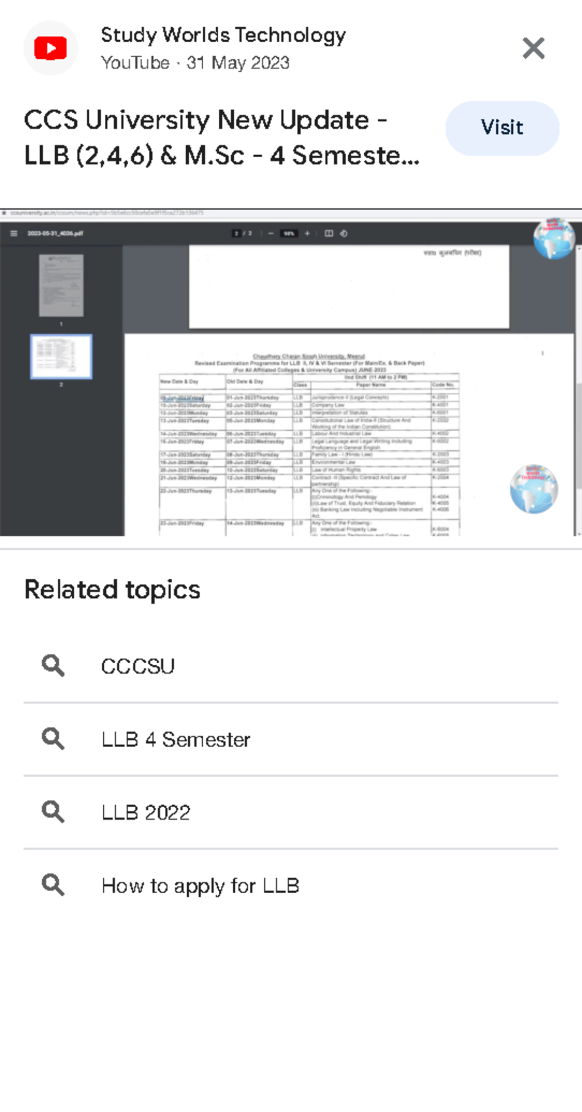 Ccsu Llb Second Semester Examination Date - Google Search - LLB - CCS ...