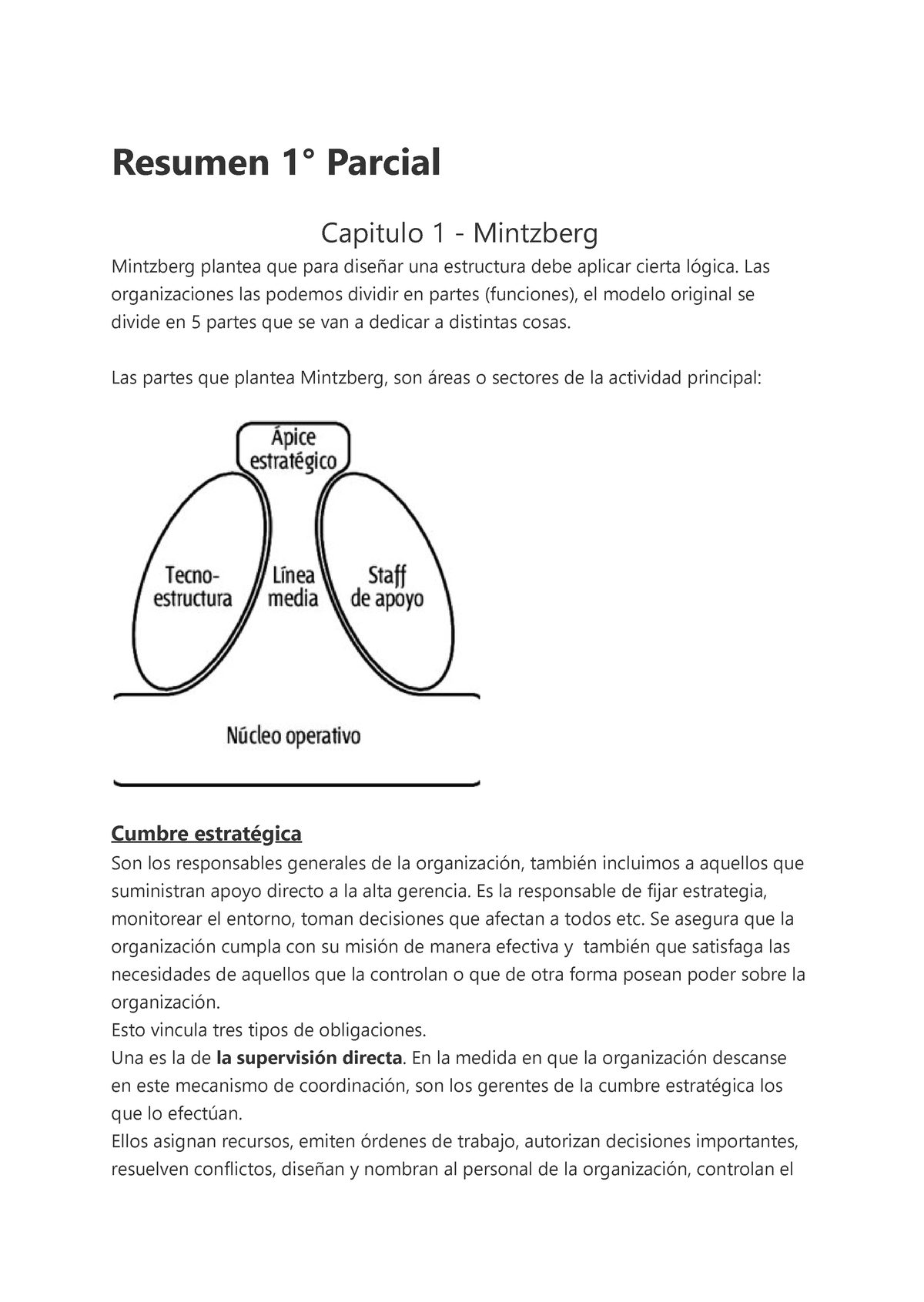 Resumen 1° Parcial - Jdjdj - Resumen 1° Parcial Capitulo 1 - Mintzberg ...